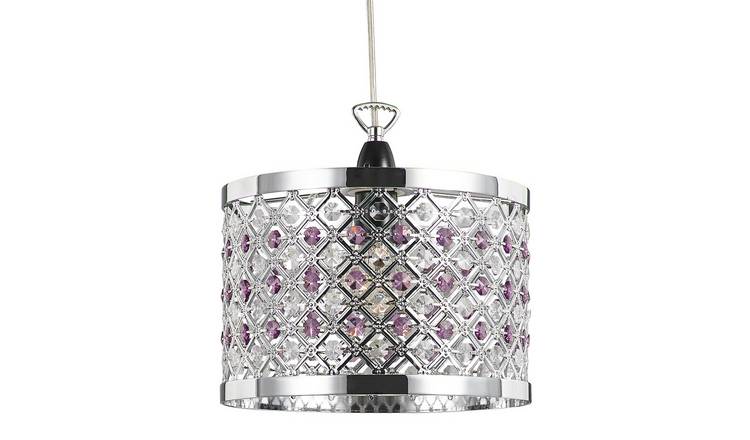 Happy Homewares Purple Sparkly with Beads Pendant Shade - 24cm