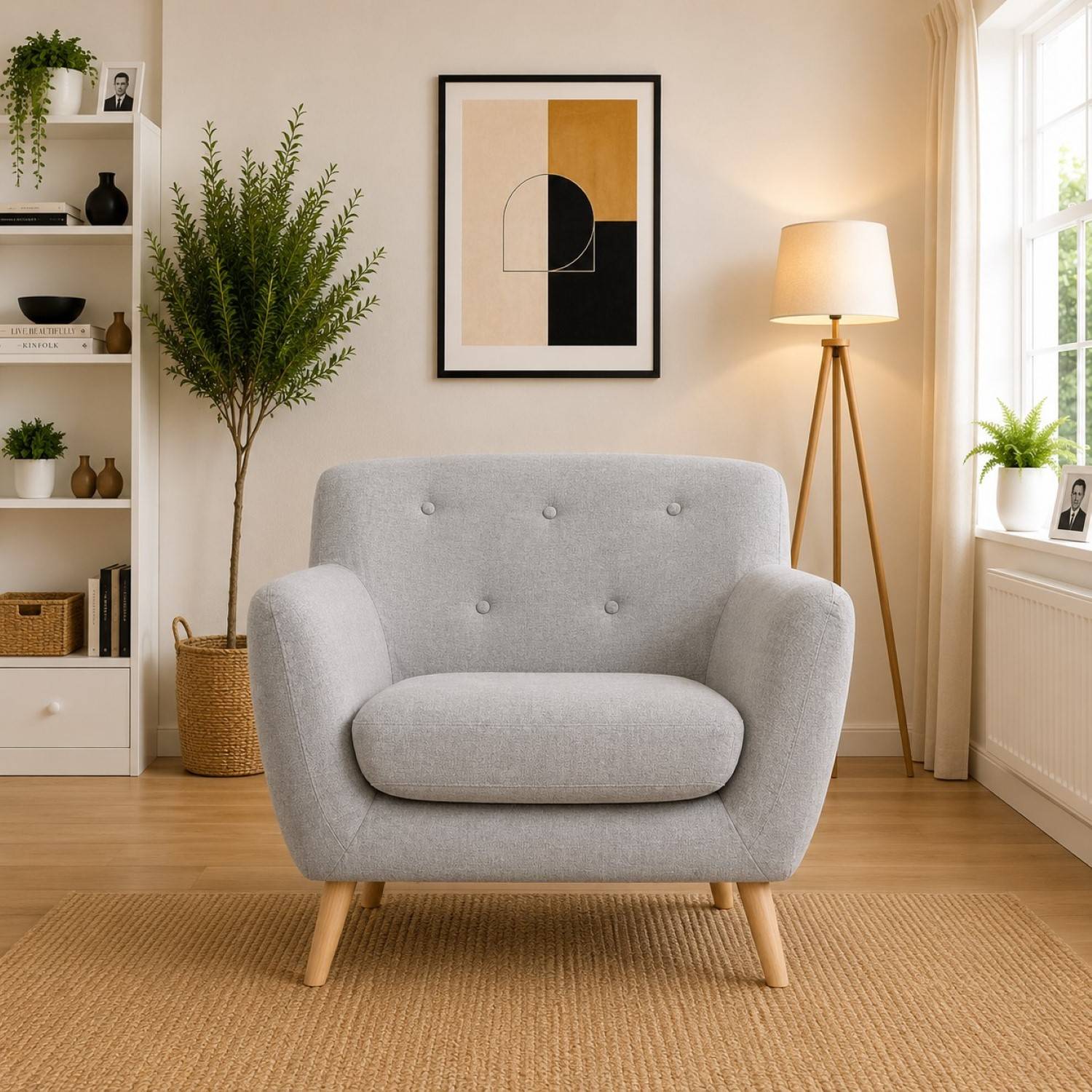 Artemis Home Lynwood  Fabric Armchair - Light Grey - Image 2