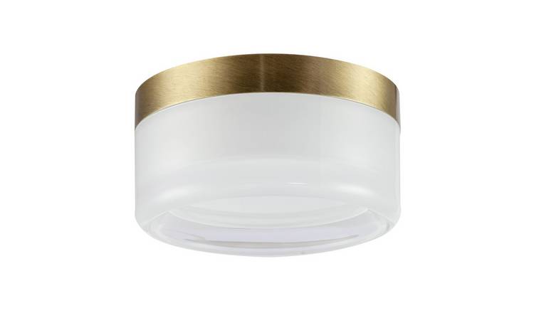 Happy Homewares Antique Brass LED with Opal Glass Bathroom Ceiling Light - 14cm