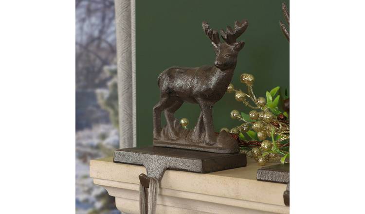 Dibor Cast Iron Reindeer Stocking Holder - Brown