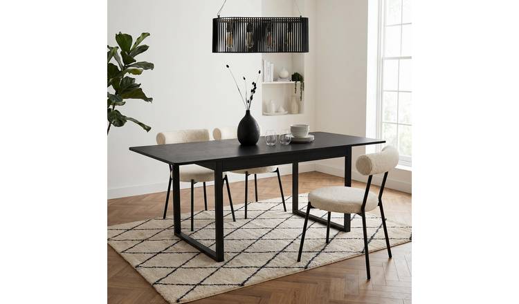 OHS Chevron 4-6 Seater Extendable Dining Table - Black