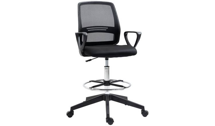 Vinsetto Mesh Tall Ergonomic Drafting Chair - Black