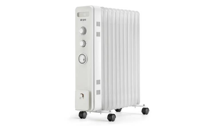 Air Pro Oil Filled 11 Fin Portable Electric Radiator Heater 2500W - White