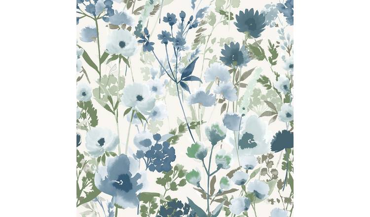Muriva Catherine Lansfield Countryside Floral Wallpaper - Blue