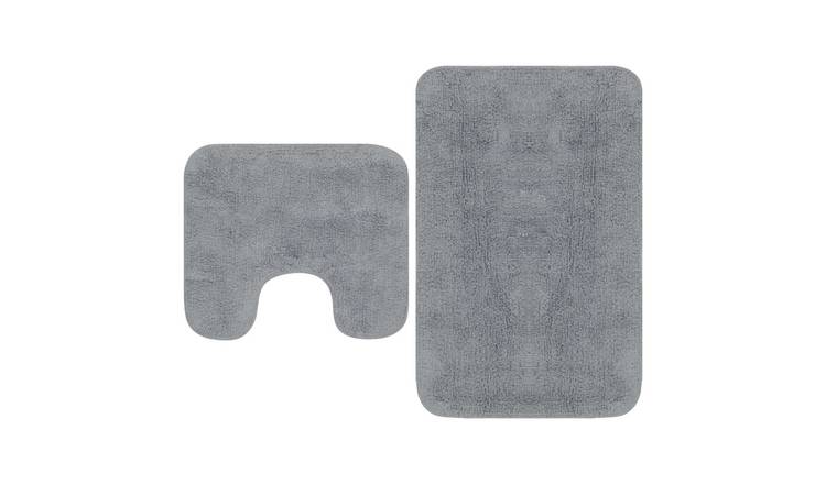 Walplus Pack of 2 Cotton Bathroom Mat Set - Grey