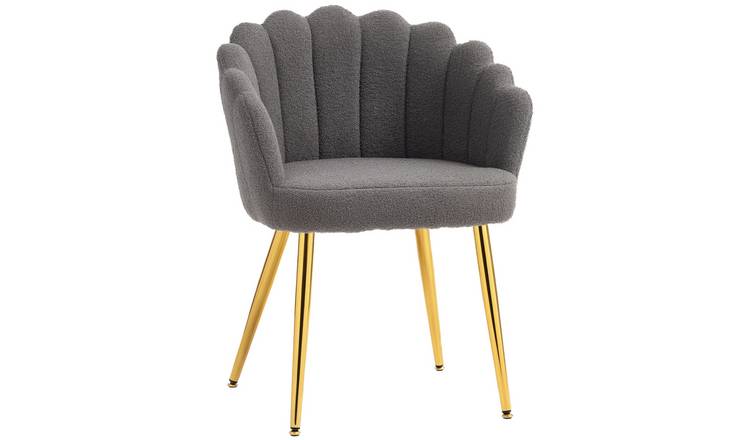 HOMCOM Petal-Back Lounge Chair with Metal Legs and Adjustable Feet - Grey