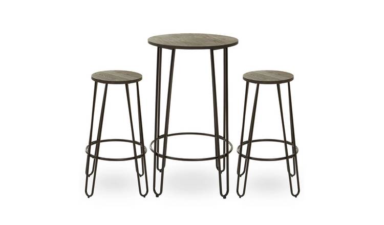 Orsina District 3 Piece Bar Table and Stool Set – Natural and Black