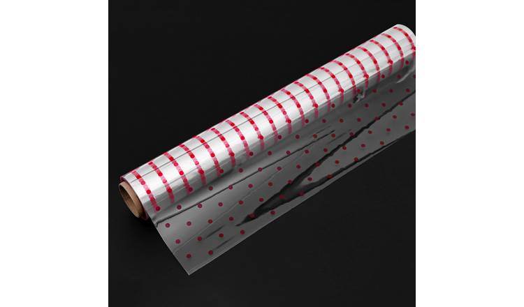 Kraft & Co 30m Clear Cellophane Gift Wrap Roll - Red Dots