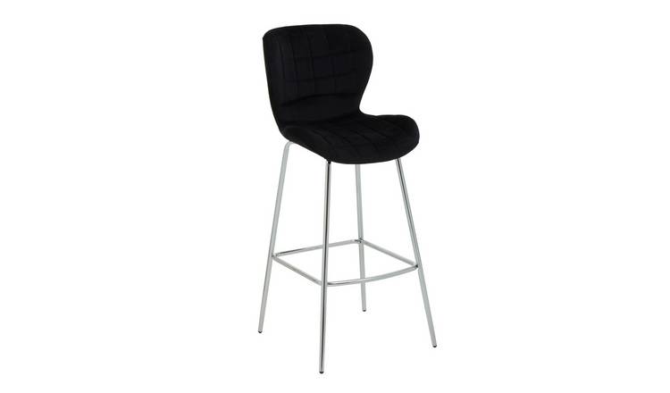 Orsina Warton Velvet Bar Chair – Black & Silver