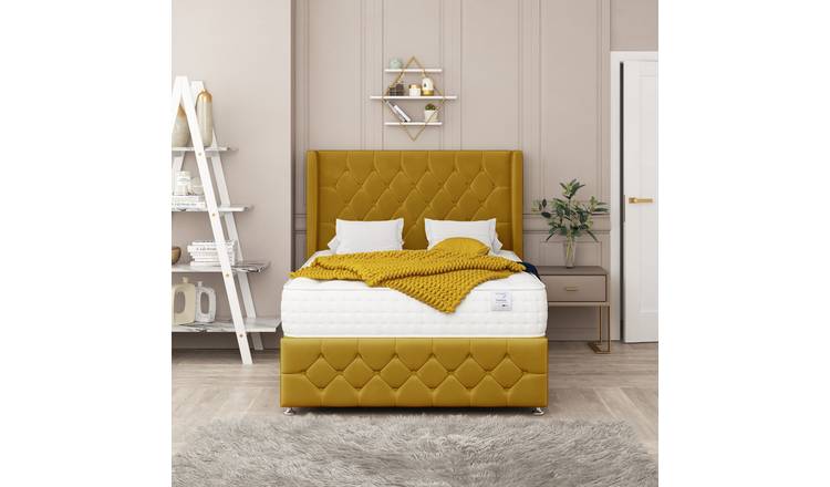 Bed Choices Elena King 2 Drawer 26" Headboard Divan Bed Set - Mustard