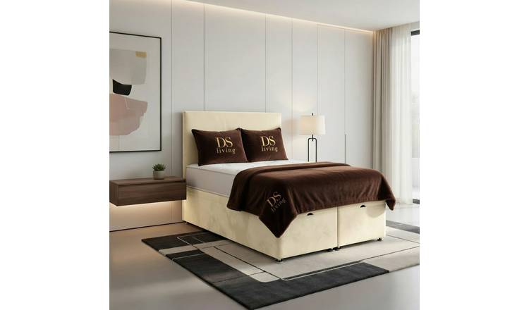 DS Living Prima King Size Upholstered Divan Bed Frame - Cream