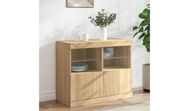 Walplus Engineered Wood LED Sideboard - Sonoma Oak - 81 x 37 x 67 cm
