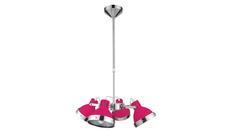 Orsina Jasper 4 Shade Pendant Light - Hot Pink And Chrome