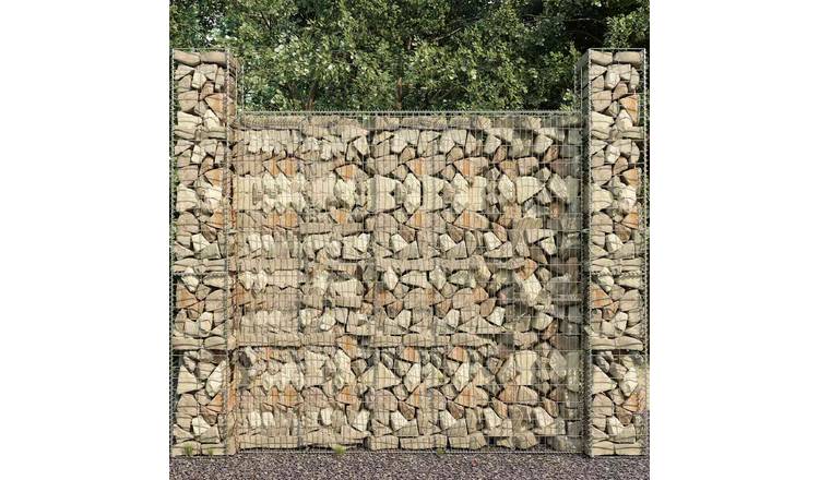 Walplus Galvanised Steel Gabion Wall with Cover - Silver - 600 x 50 x 200 cm