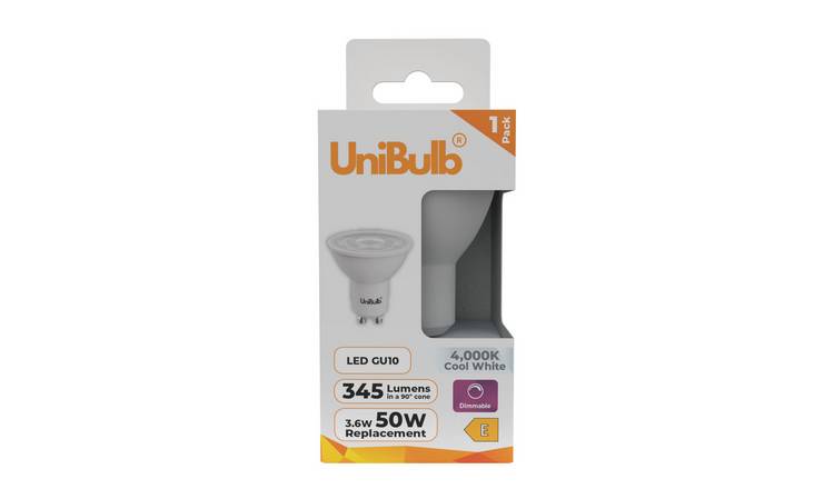 UniBulb 3.6W LED Cool White Dimmable Spotlight GU10 Light Bulb