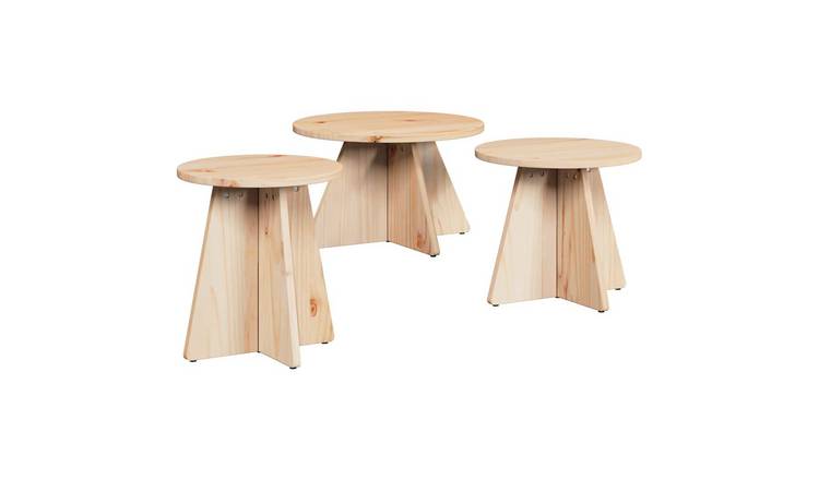 Walplus Pack of 3 Coffee Table - Natural - 49 x 49 x 30 cm