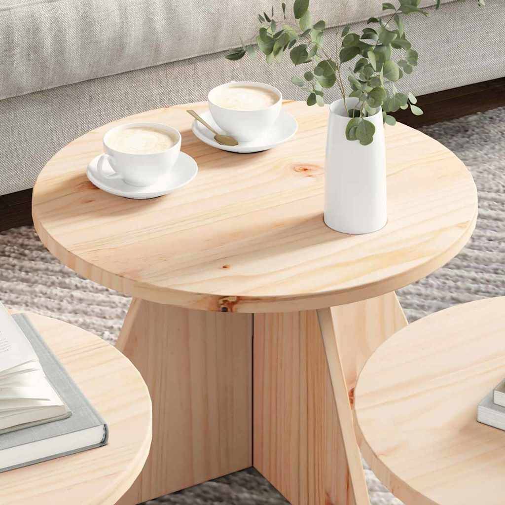 Walplus Pack of 3 Coffee Table - Natural - 49 x 49 x 30 cm - Image 3