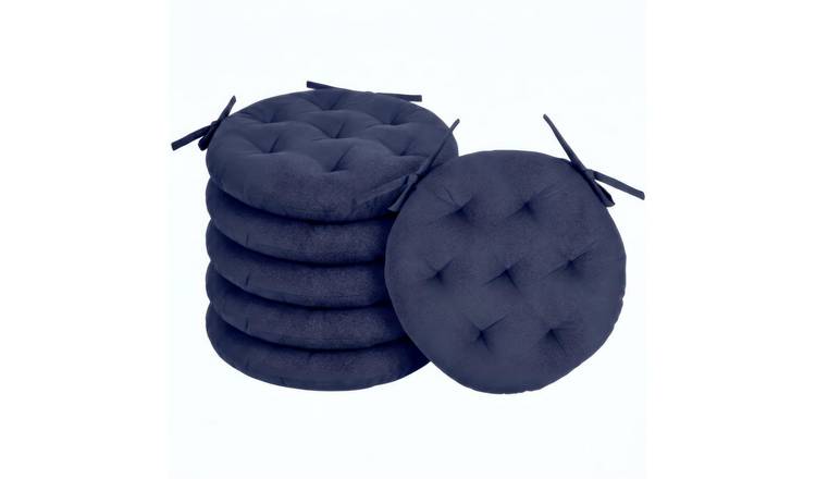 Harbour Housewares Round Seat Pads - 40 x 40cm - Navy - Pack of 6