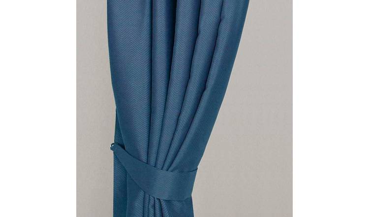 Homescapes Pack of 2 Herringbone Chevron Curtain Tie Backs – Navy Blue