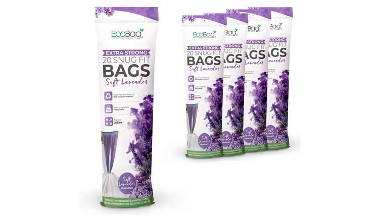 EcoBag 20L Lavender Scented Drawstring Kitchen Bin Liners - Pack of 100