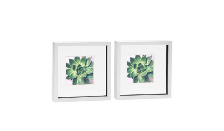 Nicola Spring 3D Box Photo Frames - 10 x 10" with Mount - Set of 2 - White