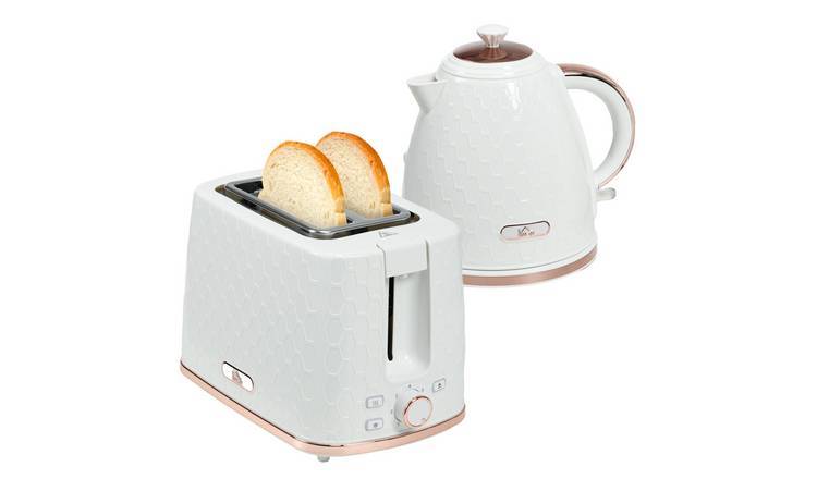 HOMCOM Kettle and 2 Slice Toaster Set with Auto Shut Off - Cream