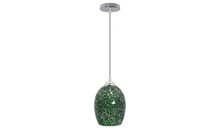 Energy Light Bulbs Crackle Mosaic Glass Ceiling Pendant Light - Green