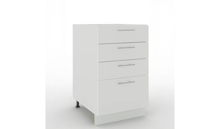 JD Greta 500mm Adjustable Leg Drawer Cabinet with Drawer Fronts - White Gloss
