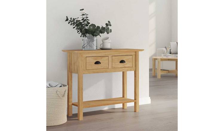 Walplus 2 Drawer Engineered Wood Console Table - Honey Brown - 91 x 34.7 x 74 cm