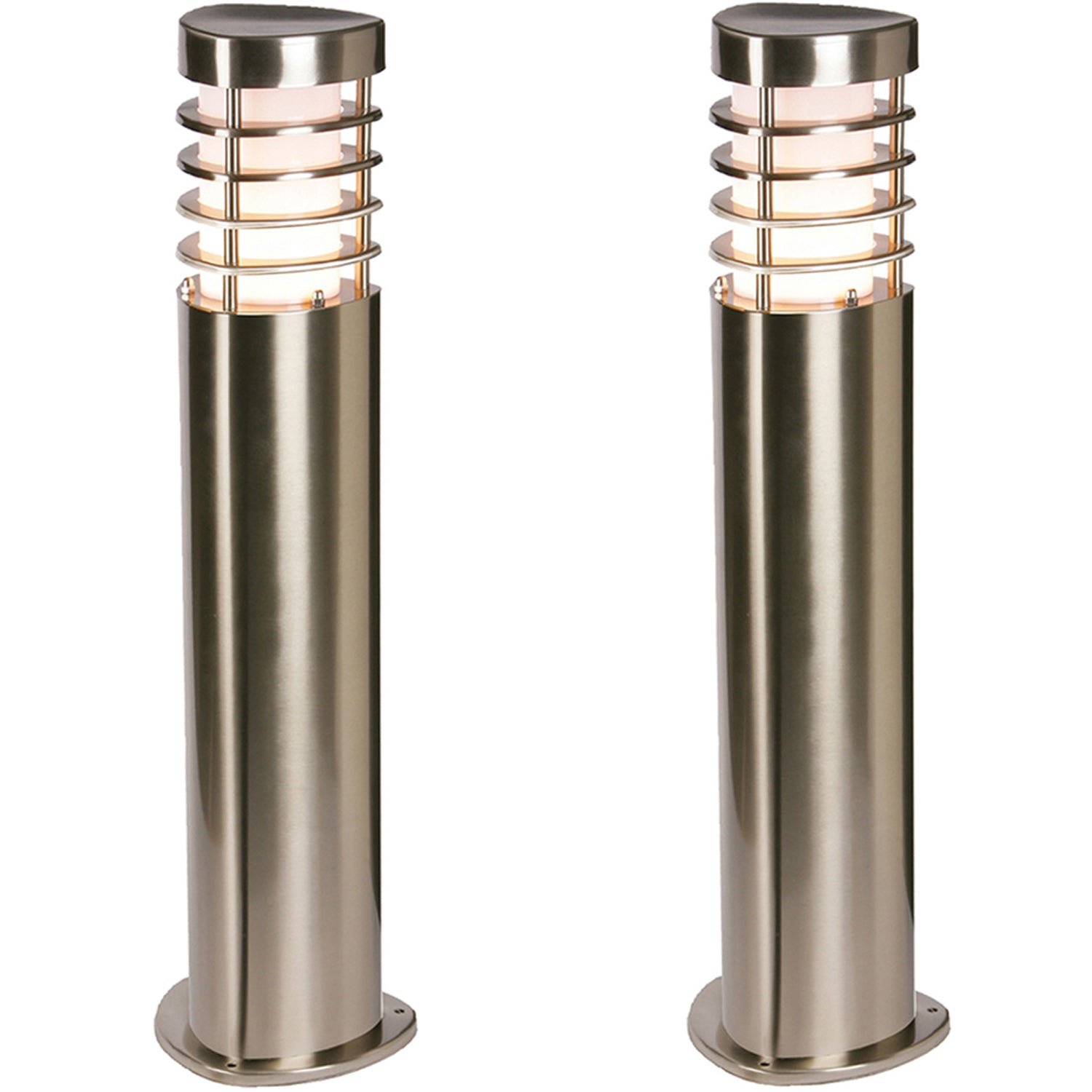 Loops Direct Pack of 2 14cm Stainless Steel LED Outdoor Light - Brushed - Image 1