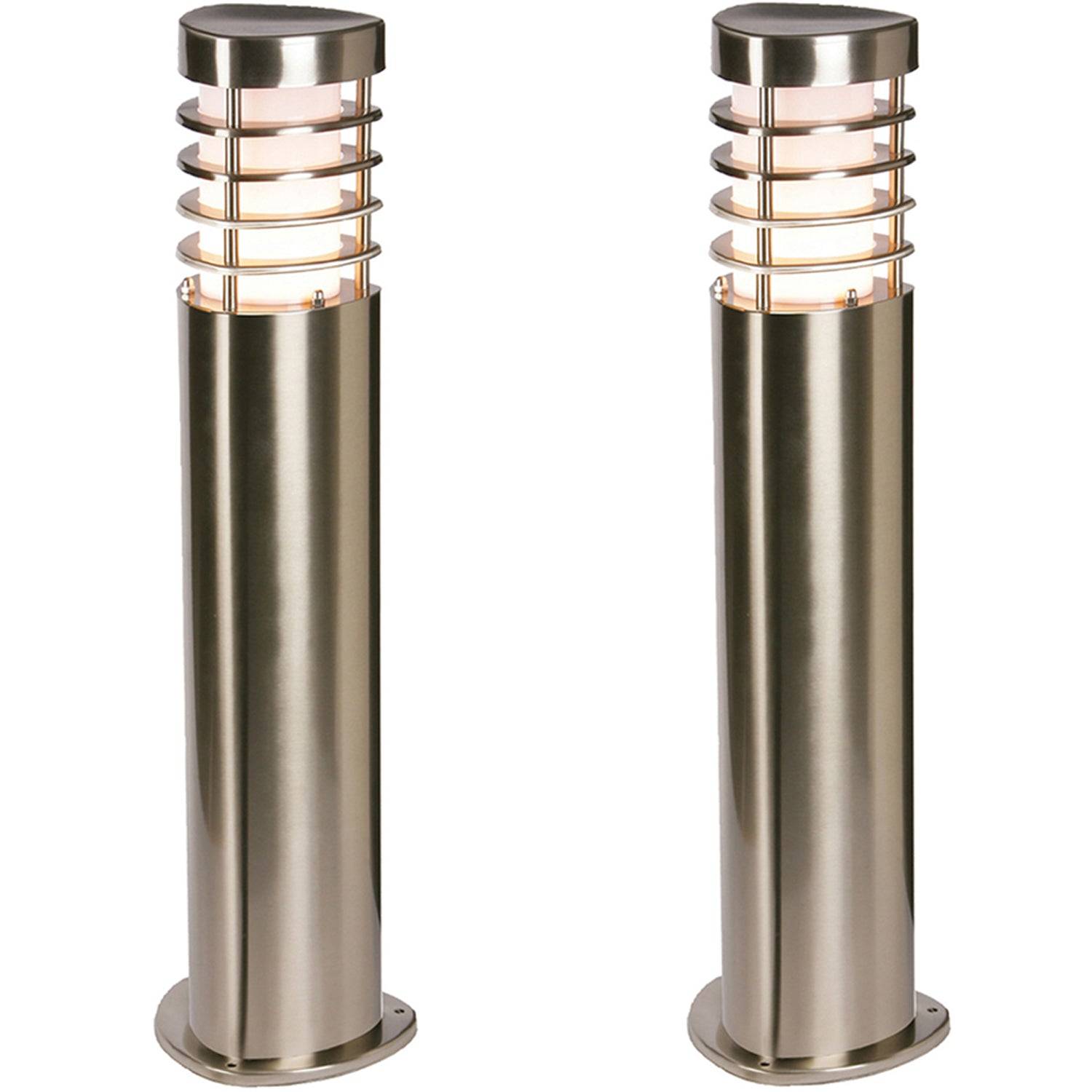 Loops Direct Pack of 2 14cm Stainless Steel LED Outdoor Light - Brushed - Image 1