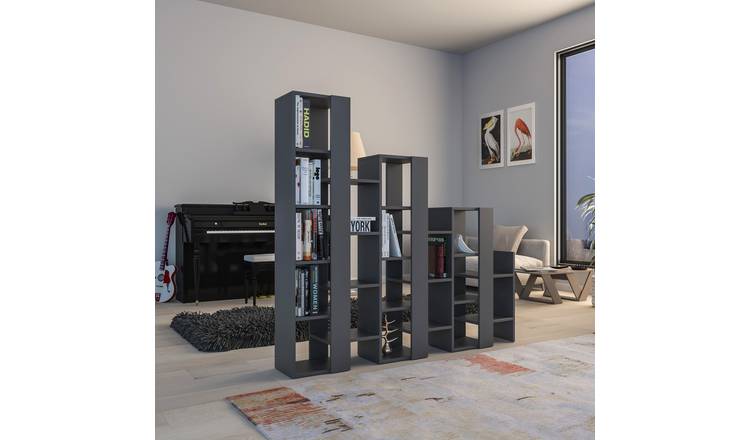 Decortie Lift Separator Stepped Room Divider Bookcase - Anthracite