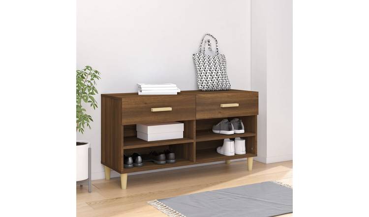 Walplus Engineered Wood Shoe Cabinet - Brown Oak - 102 x 35 x 55 cm