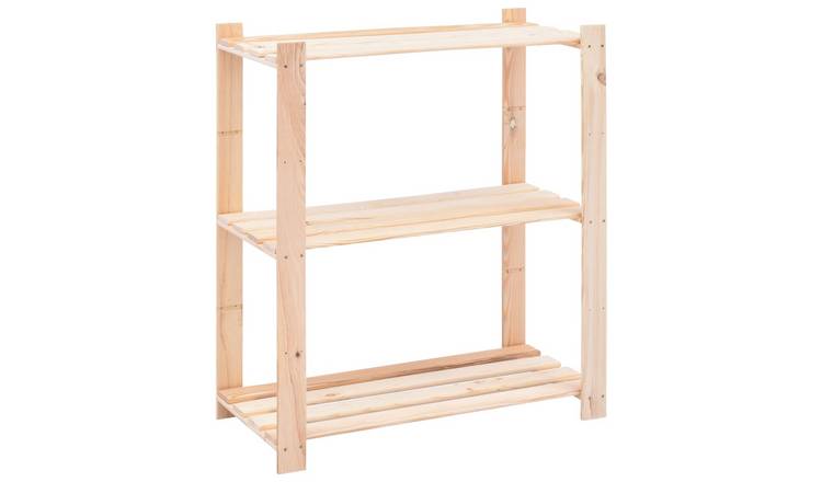 Walplus 3 Tier Solid Pine Bookcase - Brown - 80 x 38 x 90 cm