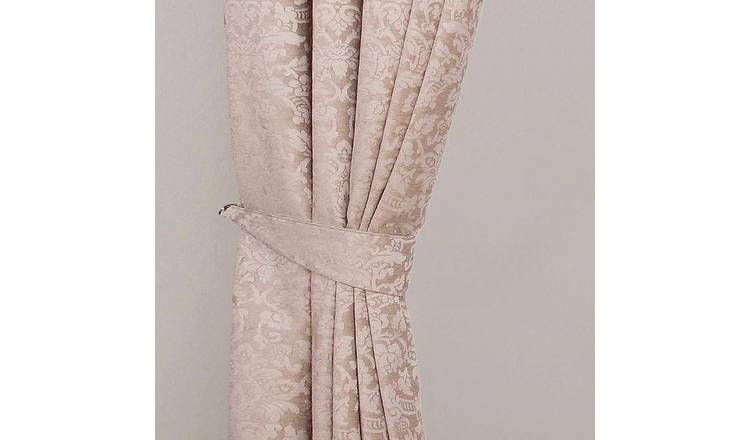 Homescapes Pack of 2 Velvet Jacquard Curtain Tie Backs – Latte