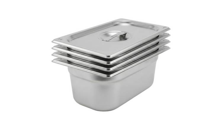 Argon Tableware Gastronorm Containers with Lid 1/4 - 2.5L - Set of 4