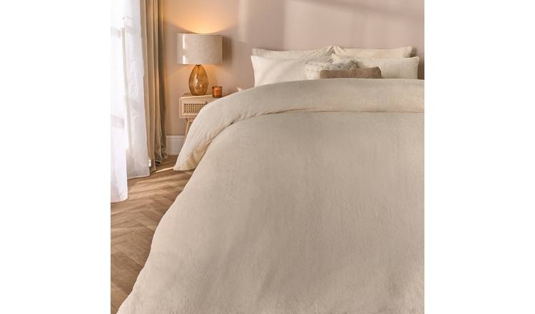 OHS Thermal Soft Teddy Fleece Duvet Cover Bedding Set Cream - Double