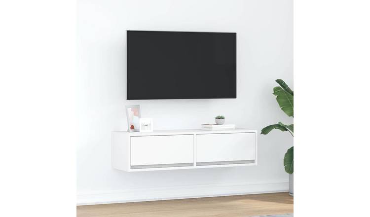 Walplus Engineered Wood 2 Drawers TV Cabinet - White - 100 x 31 x 25.5 cm