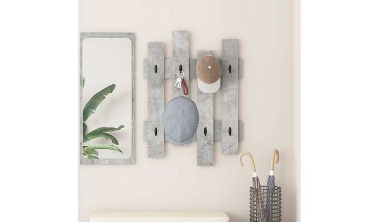 Walplus Engineered Wood Wall-Mounted Coat Rack - Concrete grey - 60 x 3 x 82 cm