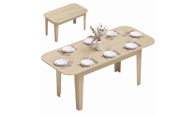 HOMCOM 140-180cm Extendable 4-6 Seat Oval Dining Table – Oak