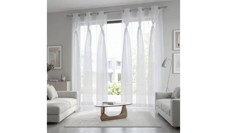 Luxury Living Linen Look Voile Eyelet Pair 150cm x 274cm - White