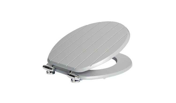 Harbour Housewares Wooden Soft Close Toilet Seat - Grey
