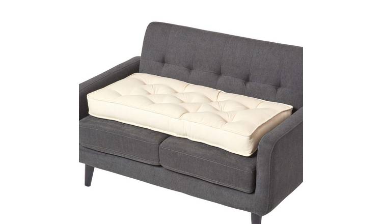 Homescapes Cotton 2 Seater Sofa Booster Cushion - Cream