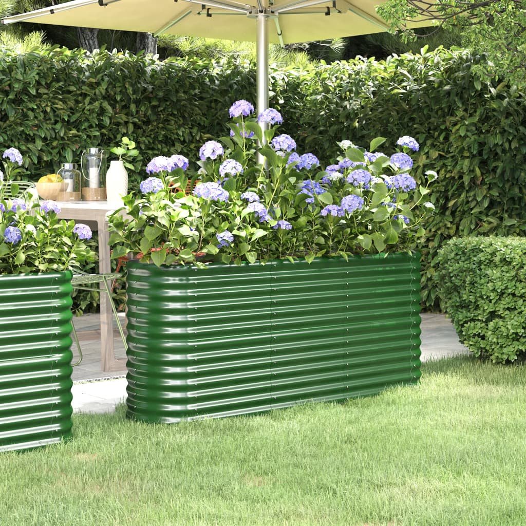 Walplus Galvanised Steel Raised Garden Bed - Green - 152 x 40 x 68 cm