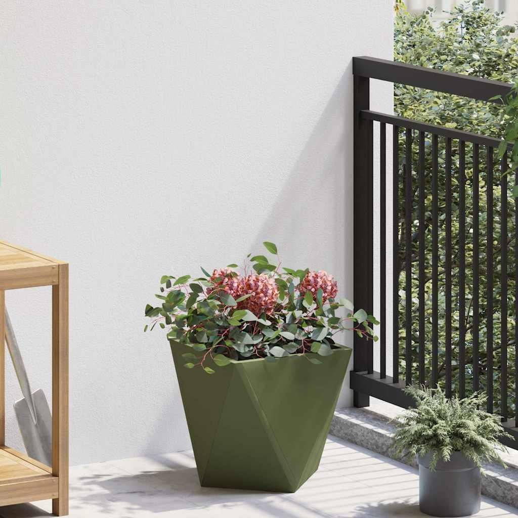 Walplus Steel Garden Planter - Olive Green V3 - 30 x 30 x 30 cm