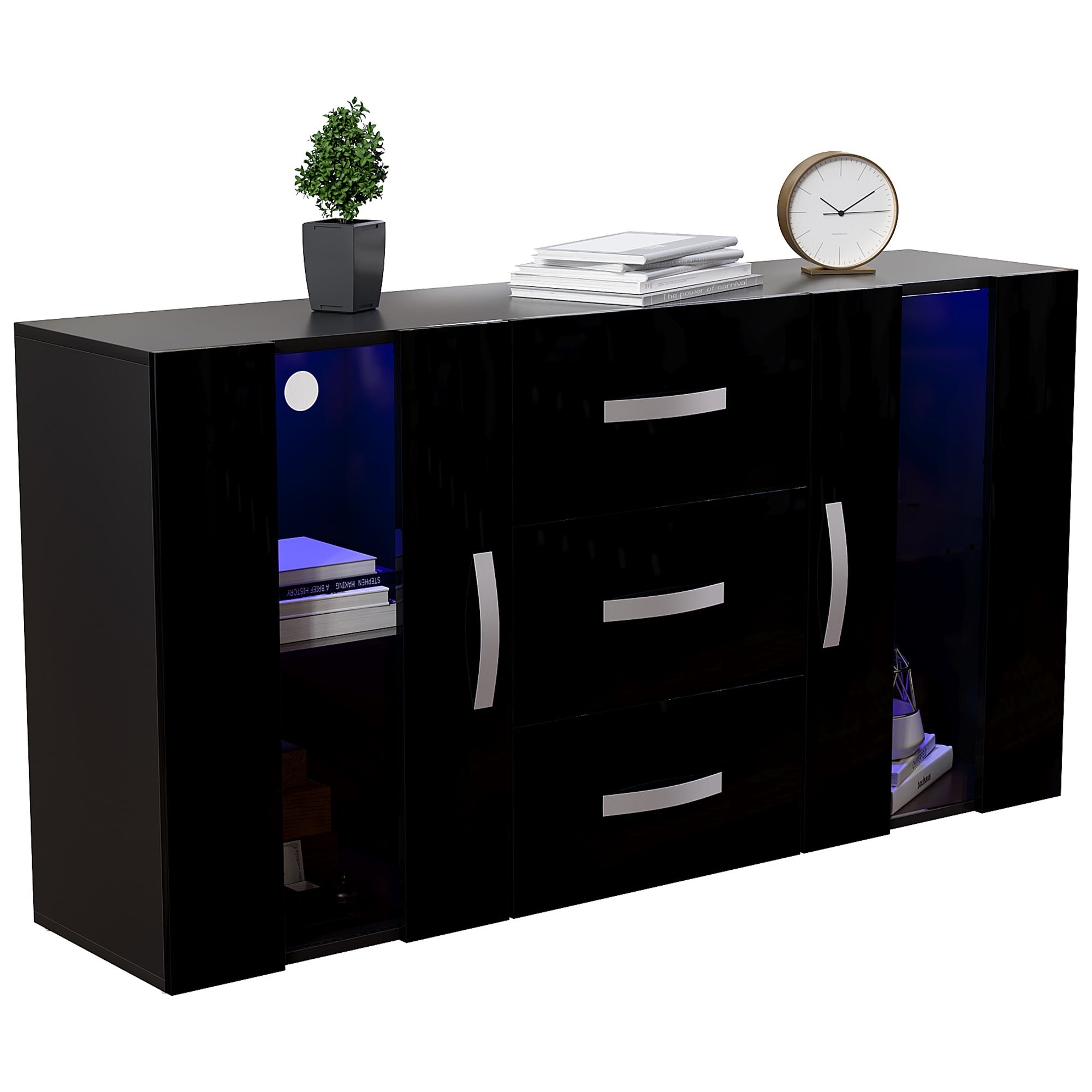 Vida Designs Astro 2 Door 3 Drawer LED Sideboard - Black
