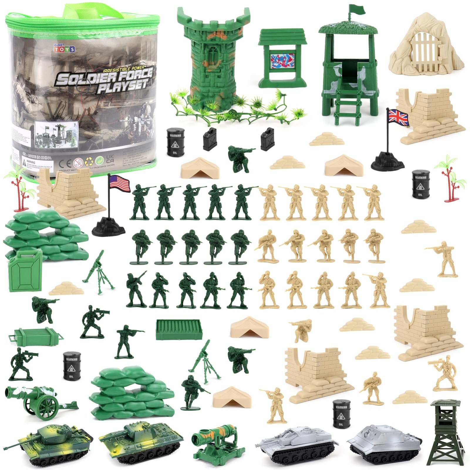 deAO 100 Piece Military Play Set - Green