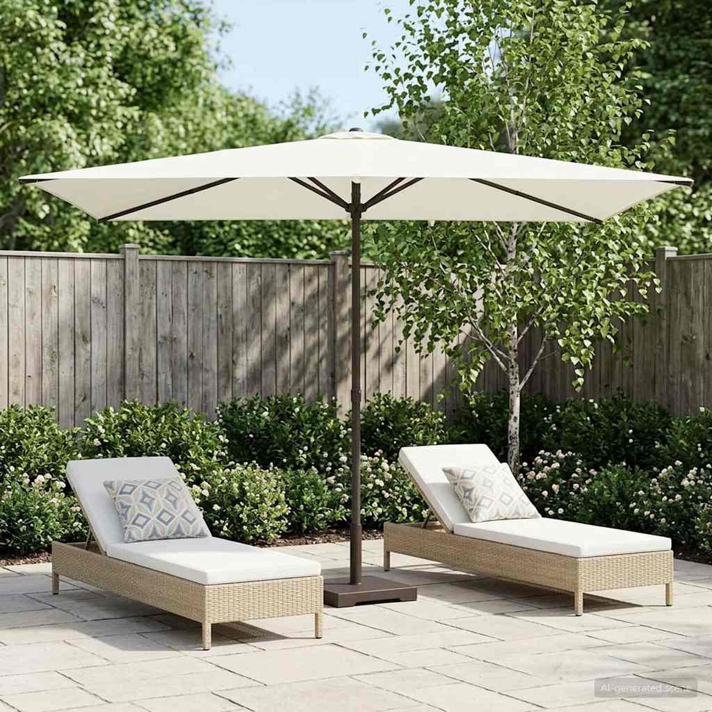 Walplus Rectangular Polyester Garden Parasol - Cream - 290 x 190 x 220 cm