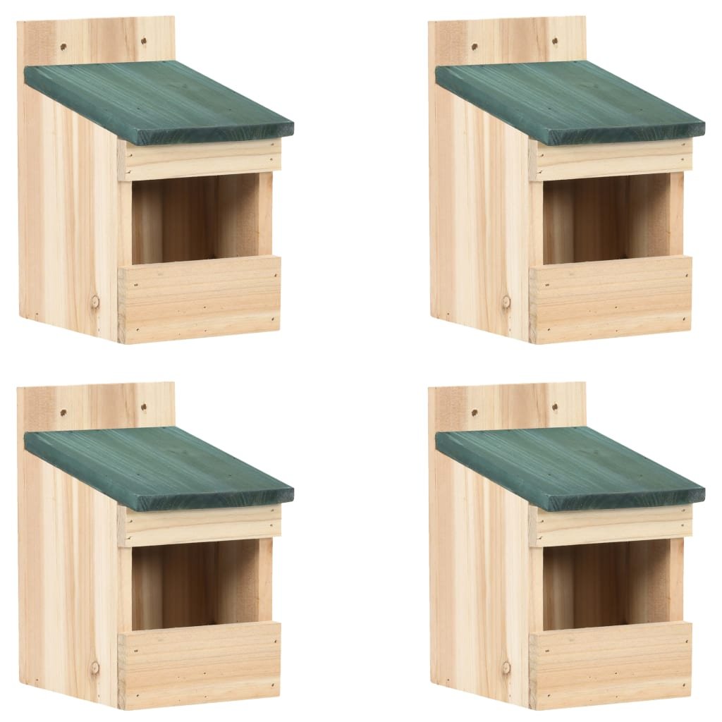 Walplus Pack of 4 Wood Bird Houses Firwood - 12 x 16 x 20 cm