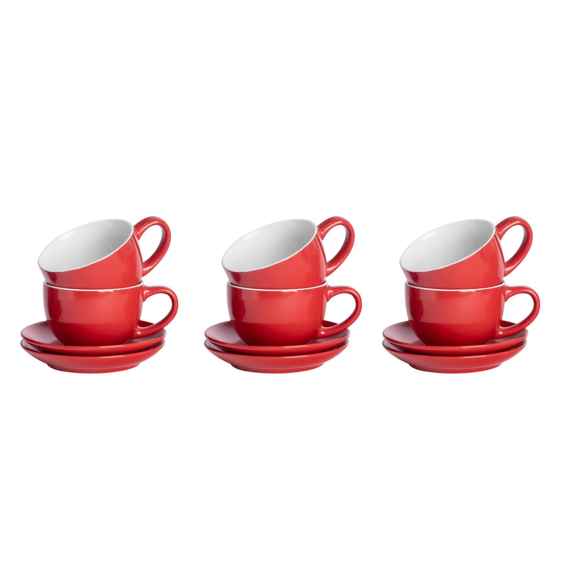 Argon Tableware 12 Piece Coloured Cappuccino Cup & Saucer Set